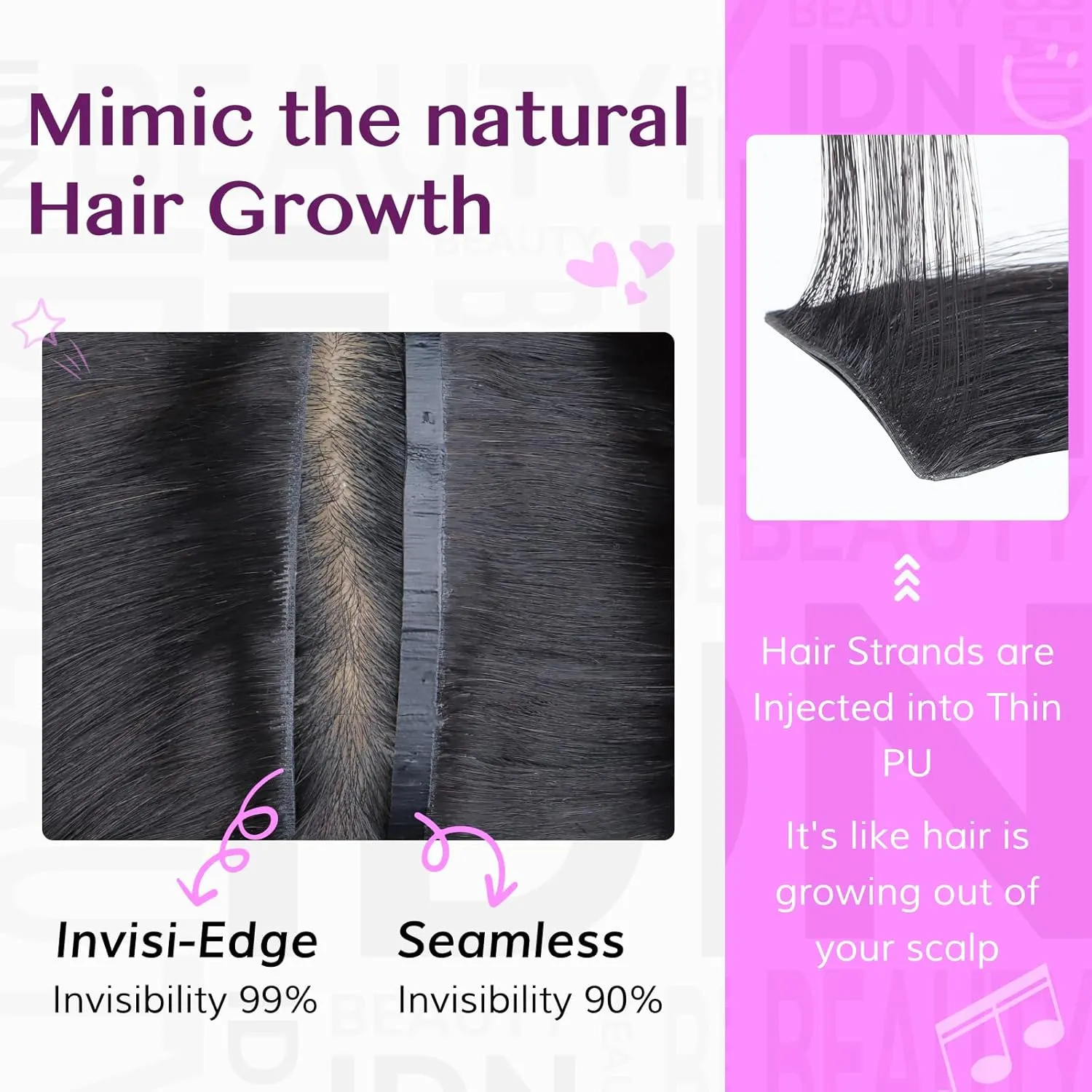 IDN BEAUTY 5 2 Invisi Edge Seamless Clip in Hair Extensions Human Hair, Body Wave Balayage Natural Black to Brown 14 Inch 100g 5pcs Invisible Edge & 2pcs Seamless Clip ins for Black Women No Leave Out