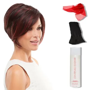 Ignite Wig Color FS4/33/30A MIDNIGHT COCOA - Jon Renau Wigs Heat Resistant Women's Short Angled Cut Sleek Bob Lace Front SmartLace Natural Hairline Bundle with MaxWigs Hairloss Booklet