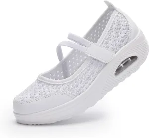 ihinzry Women's Air Cushion Nurse Shoes Outdoors Lightweight Breathable Slip On Sneakers