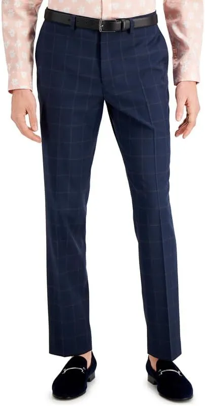 INC International Concepts Men's Slim-Fit Suit Pants (Blue Combo, 38Wx30L)