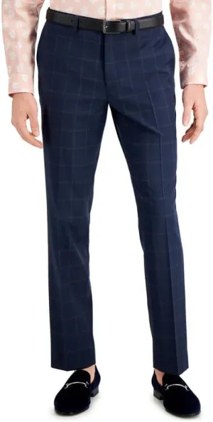 INC International Concepts Men's Slim-Fit Suit Pants (Blue Combo, 38Wx30L)