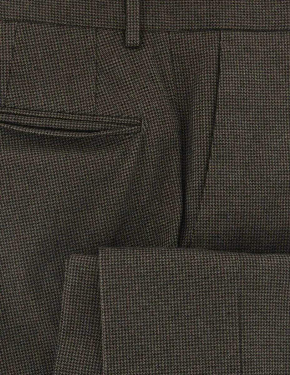 Incotex Brown Micro-Check Cotton Blend Pants - Slim