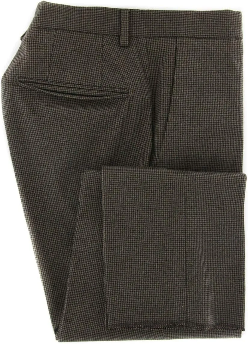 Incotex Brown Micro-Check Cotton Blend Pants - Slim