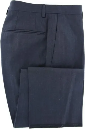 Incotex Navy Blue Solid Wool Blend Pants - Slim