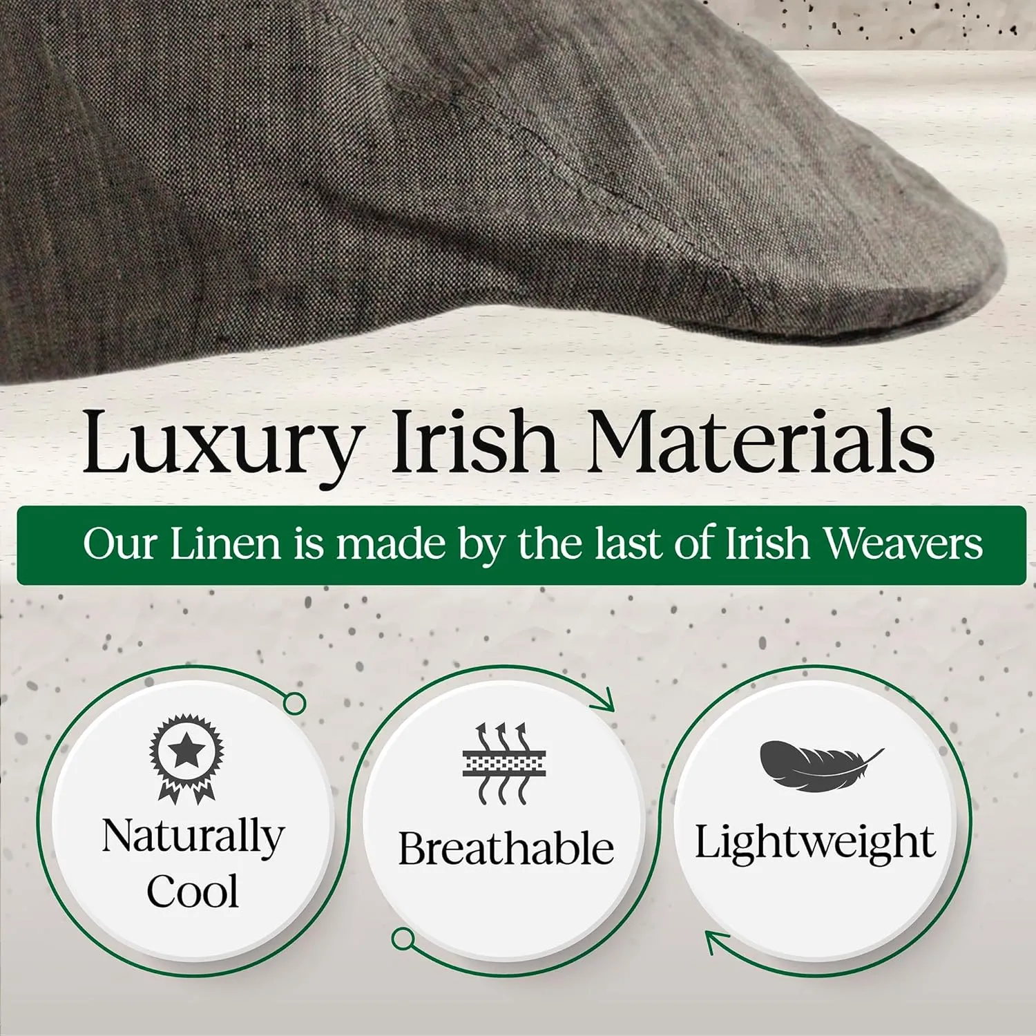 Irish Linen Newsboy Hat, Slim Fit Flat Cap for Men, Lightweight, Ivy, Scally, Gatsby, Cabbie Style, Imported from Ireland