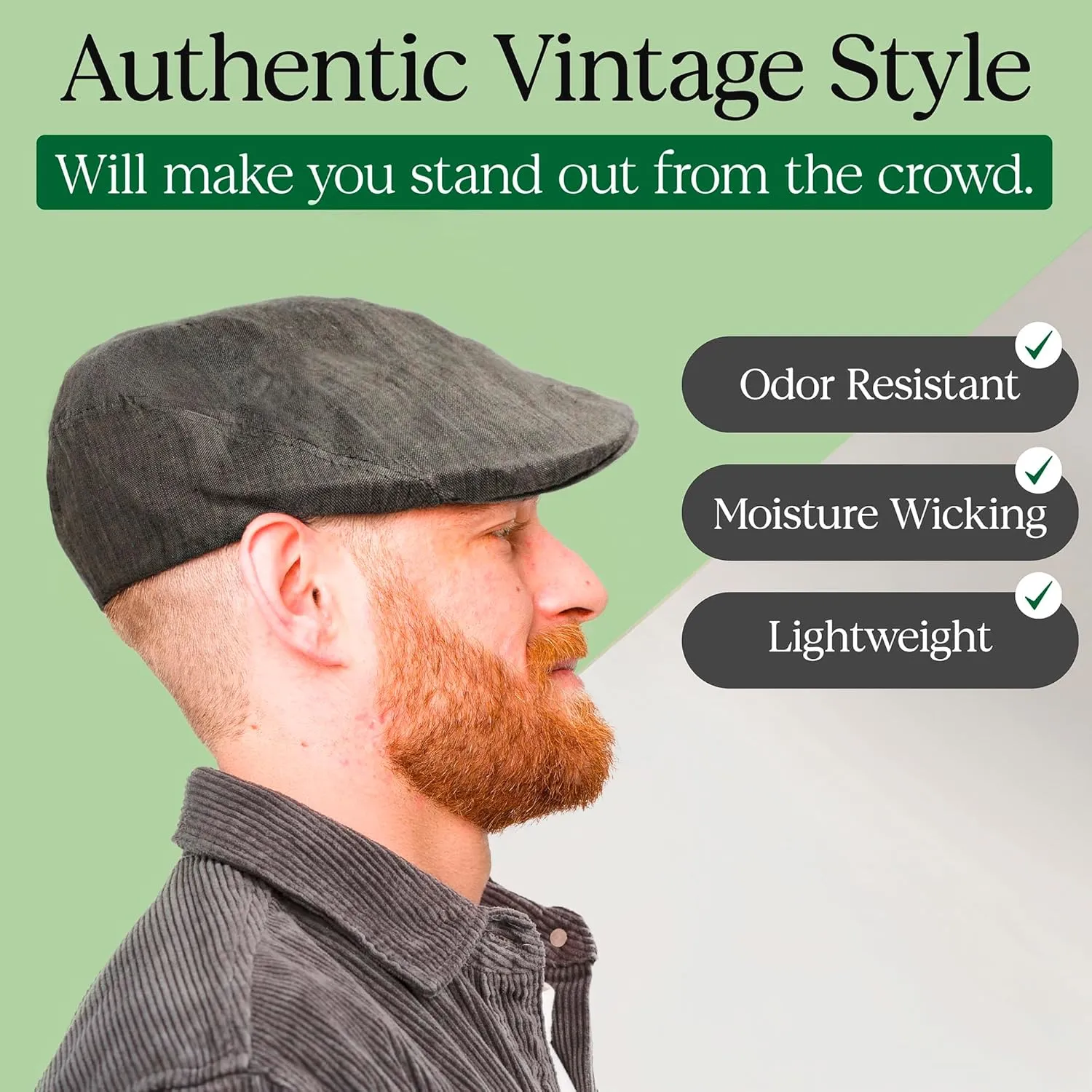 Irish Linen Newsboy Hat, Slim Fit Flat Cap for Men, Lightweight, Ivy, Scally, Gatsby, Cabbie Style, Imported from Ireland