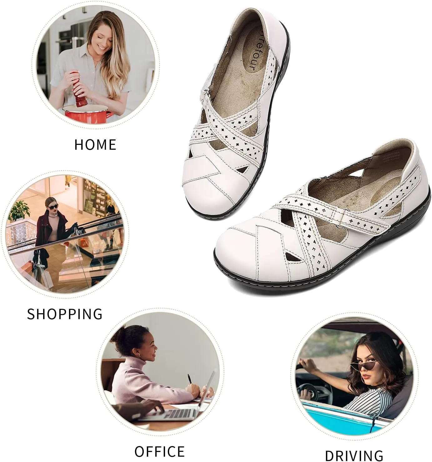 Irrefour Women's Classic Genuine Leather Casual Loafer Cute Slip-On Fashion Closed Toe Flat Sandal Comfy Work Sandal Everyday Walking Shoe
