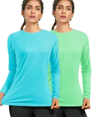 isnowood Women's Sun Protection Long Sleeve Shirts, UPF 50  UV Rash Guard Swim Shirt, Workout Hiking Running Athletic Tops