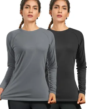 isnowood Women's Sun Protection Long Sleeve Shirts, UPF 50  UV Rash Guard Swim Shirt, Workout Hiking Running Athletic Tops