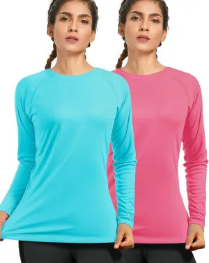 isnowood Women's Sun Protection Long Sleeve Shirts, UPF 50  UV Rash Guard Swim Shirt, Workout Hiking Running Athletic Tops