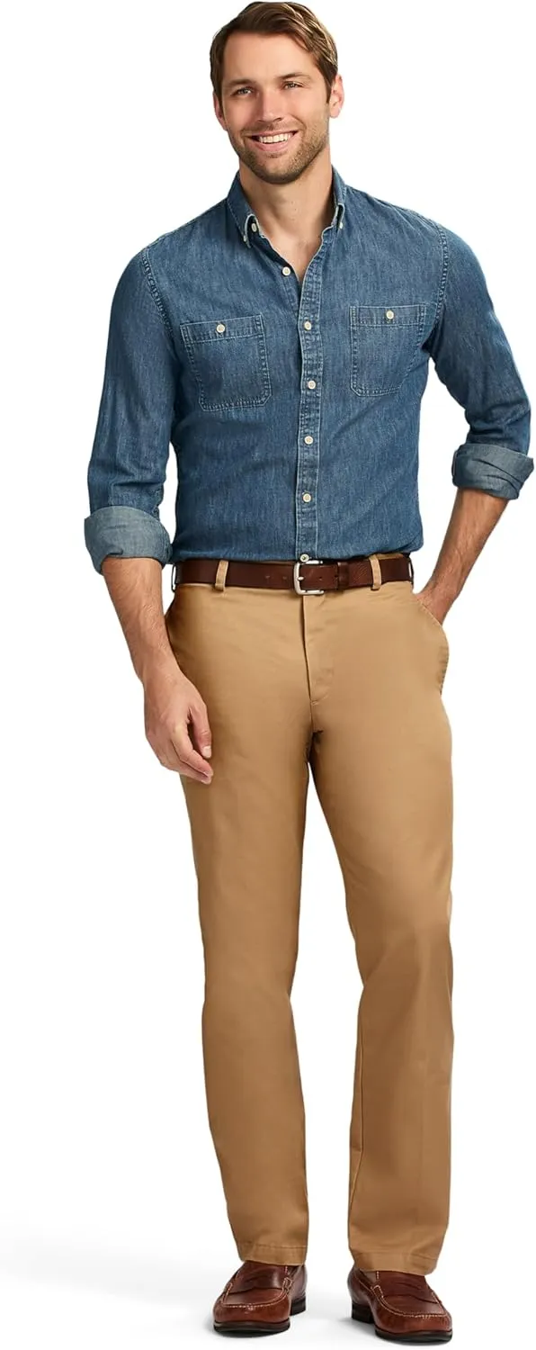 IZOD Men's American Chino Flat Front Slim Fit Pant