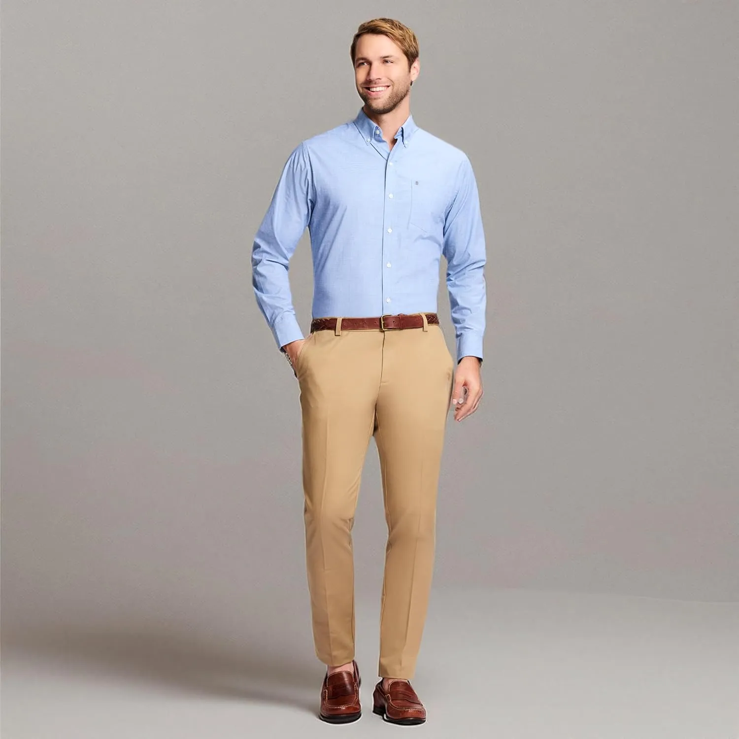 IZOD Men's American Chino Flat Front Slim Fit Pant