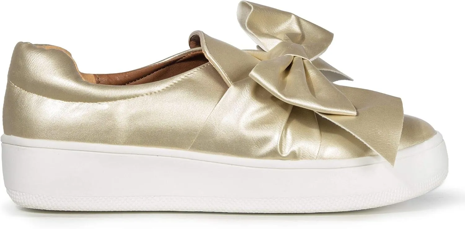 J. Adams Wally Platform Sneakers for Women - Comfortable Slip On Shoes with Bow