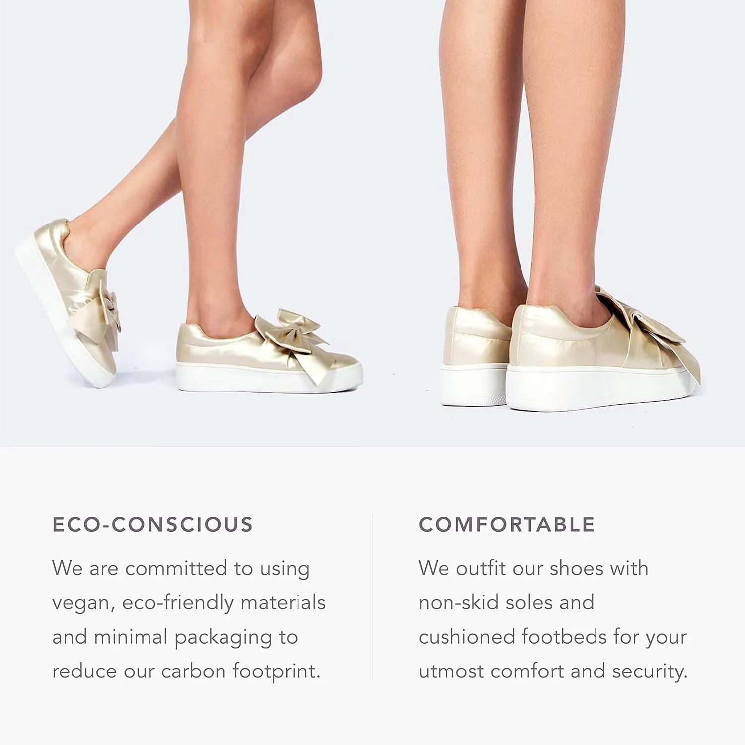 J. Adams Wally Platform Sneakers for Women - Comfortable Slip On Shoes with Bow