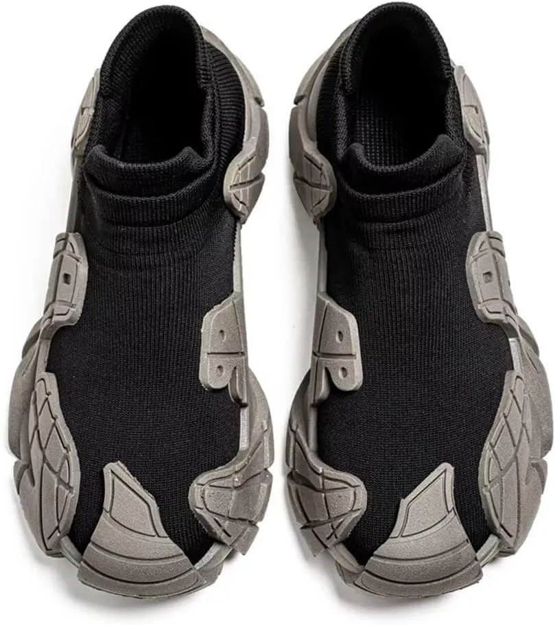 Jakcuz Men Fashion Sneakers Mesh Sock Breathable Walking Shoes Cushion Slip On Workout Running Sneakers