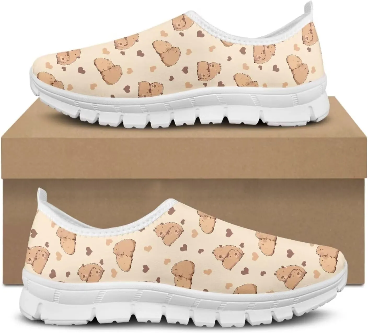 Jeiento Cute Capybara Slip On Shoes for Women Breathable Dressy Shoes Fashion Travel Shoes