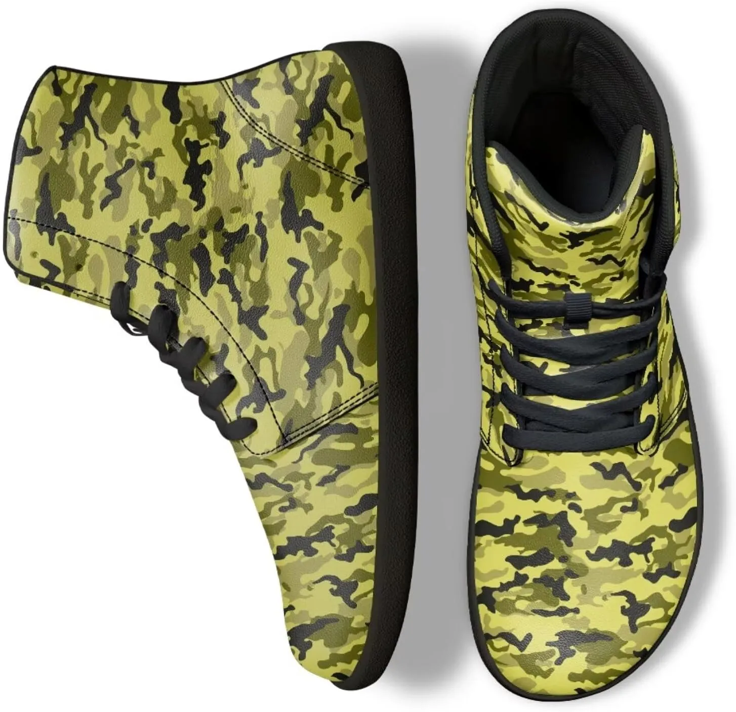 Jeiento Mens High Top Camouflage Shoes Wide Width Camo Barefoot Shoes Casual Walking Shoes