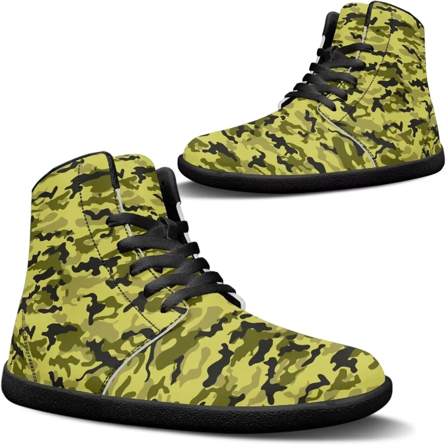 Jeiento Mens High Top Camouflage Shoes Wide Width Camo Barefoot Shoes Casual Walking Shoes