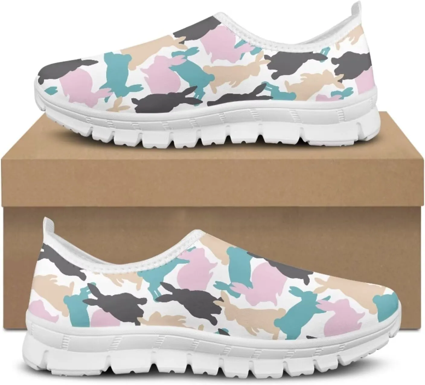 Jeiento Women's Easter Casual Loafers Slip On Walking Shoes Lightweight Travel Shoes