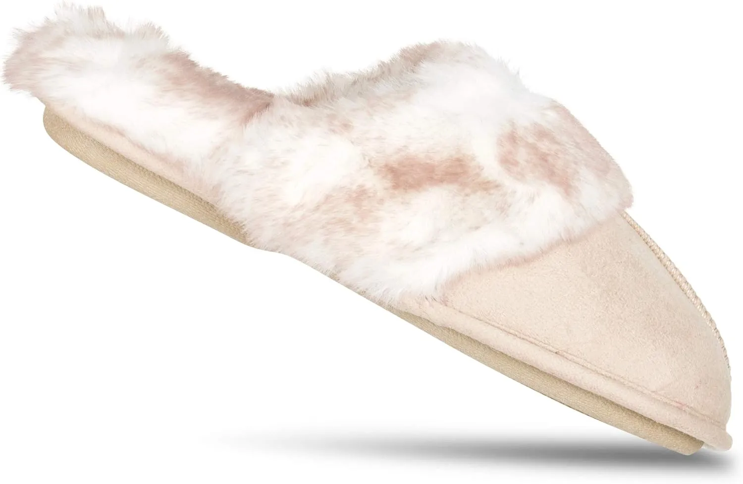 Jessica Simpson Women's Comfy Faux Fur House Slipper Slip-On Scuff Memory Foam Soft Plush Lining