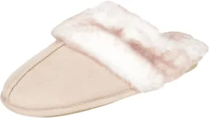 Jessica Simpson Women's Comfy Faux Fur House Slipper Slip-On Scuff Memory Foam Soft Plush Lining