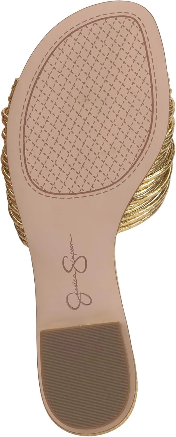 Jessica Simpson Womens Dydra Denim Slip-On Slide Sandals