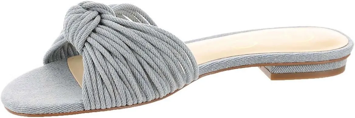 Jessica Simpson Womens Dydra Denim Slip-On Slide Sandals