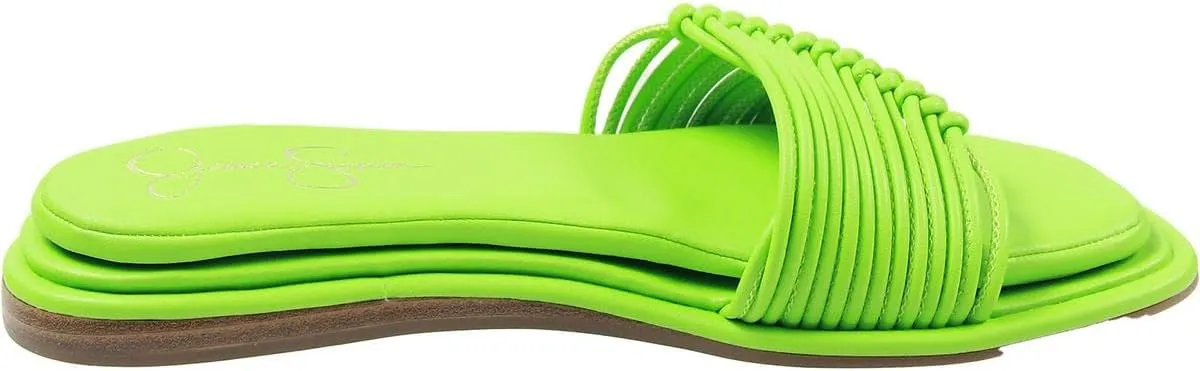 Jessica Simpson Womens Strappy Faux Leather Slide Sandals