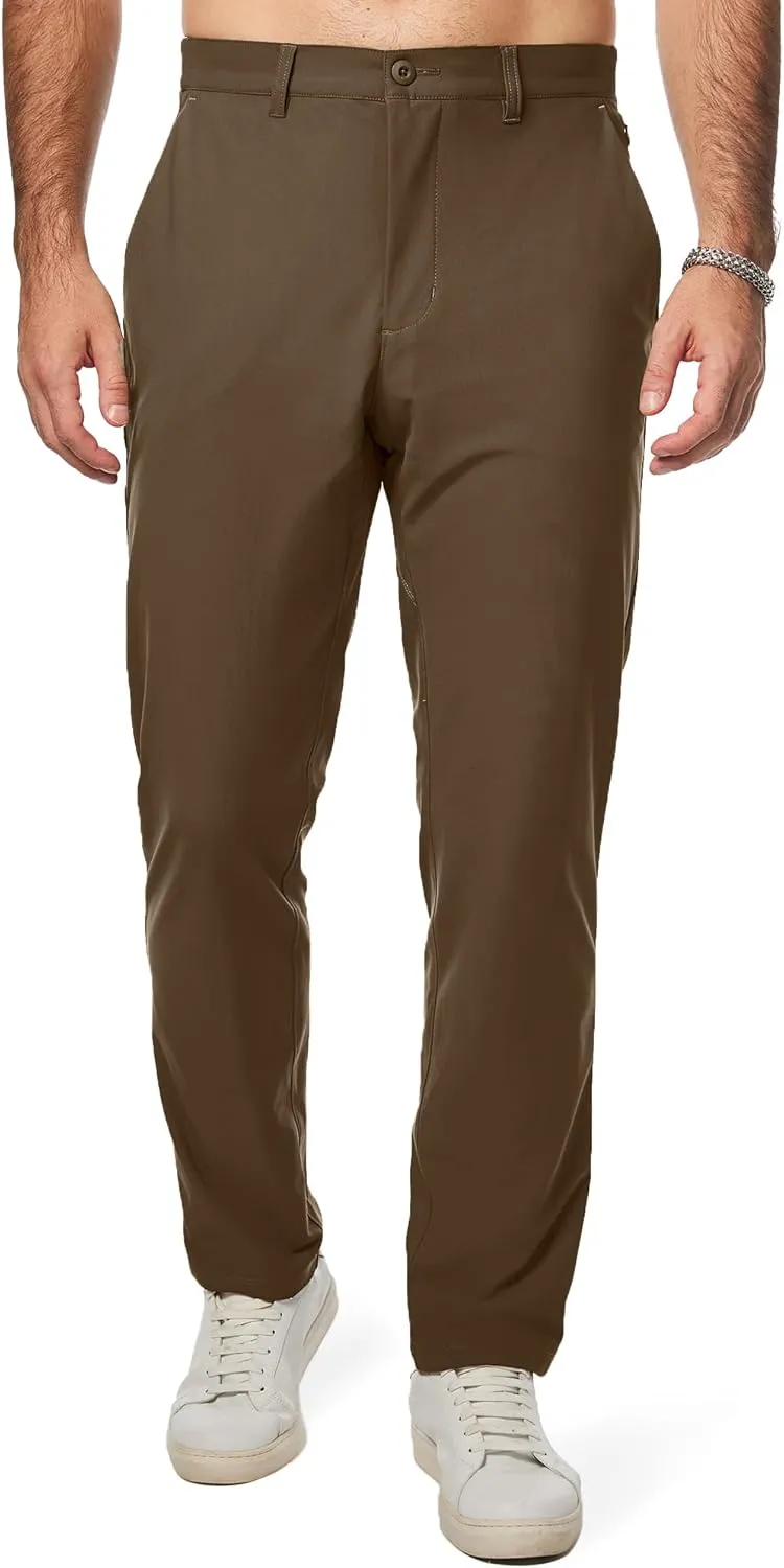 JMIERR Mens Chino Pants Casual Stretch Golf Pants Waist Tapered Trousers Lightweight Comfy Pants with Zipper Pockets