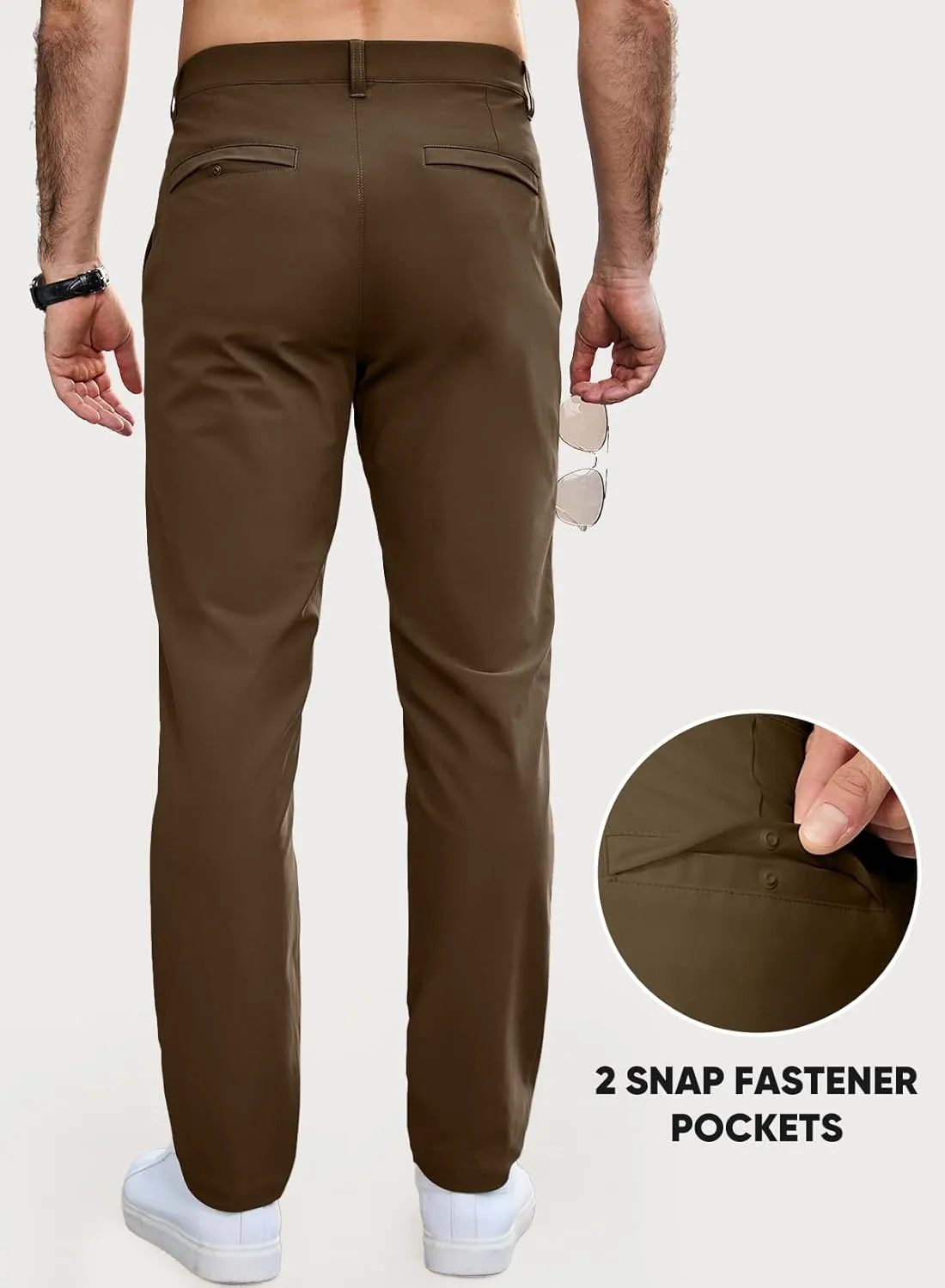 JMIERR Mens Chino Pants Casual Stretch Golf Pants Waist Tapered Trousers Lightweight Comfy Pants with Zipper Pockets