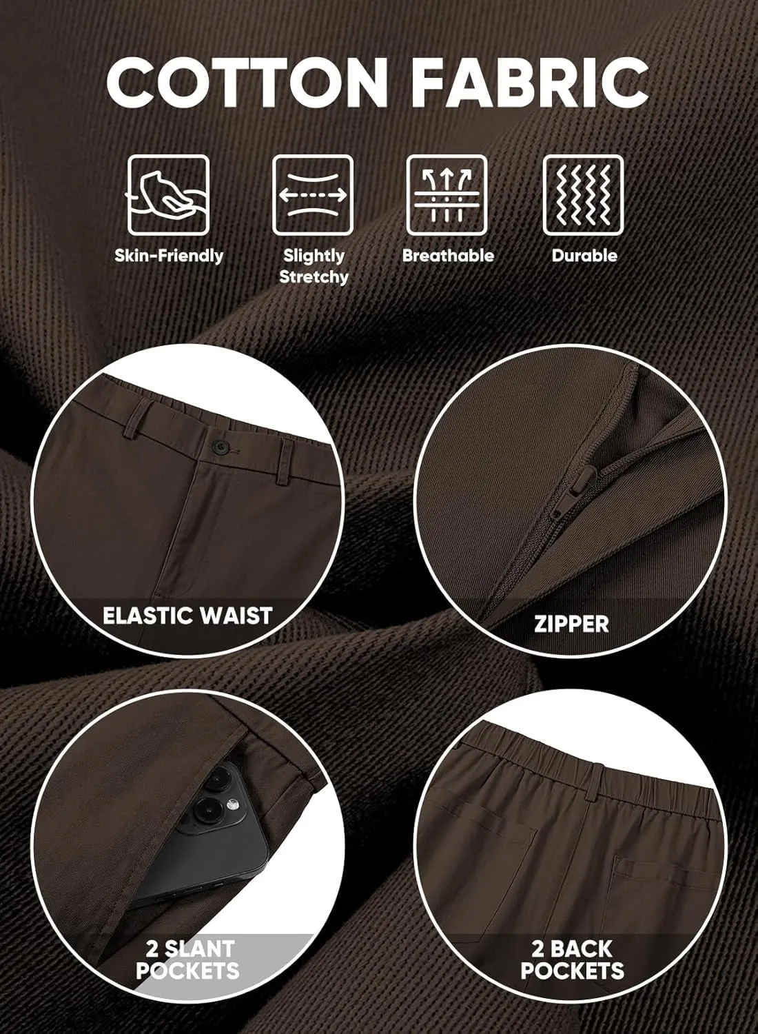 JMIERR Men's Classic-Fit 7" Chino Short Summer Stretch Waist Cotton Twill Casual Dress Shorts with Pockets