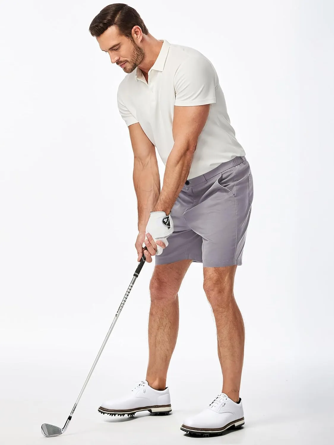 JMIERR Men's Classic-Fit 7" Chino Short Summer Stretch Waist Cotton Twill Casual Dress Shorts with Pockets