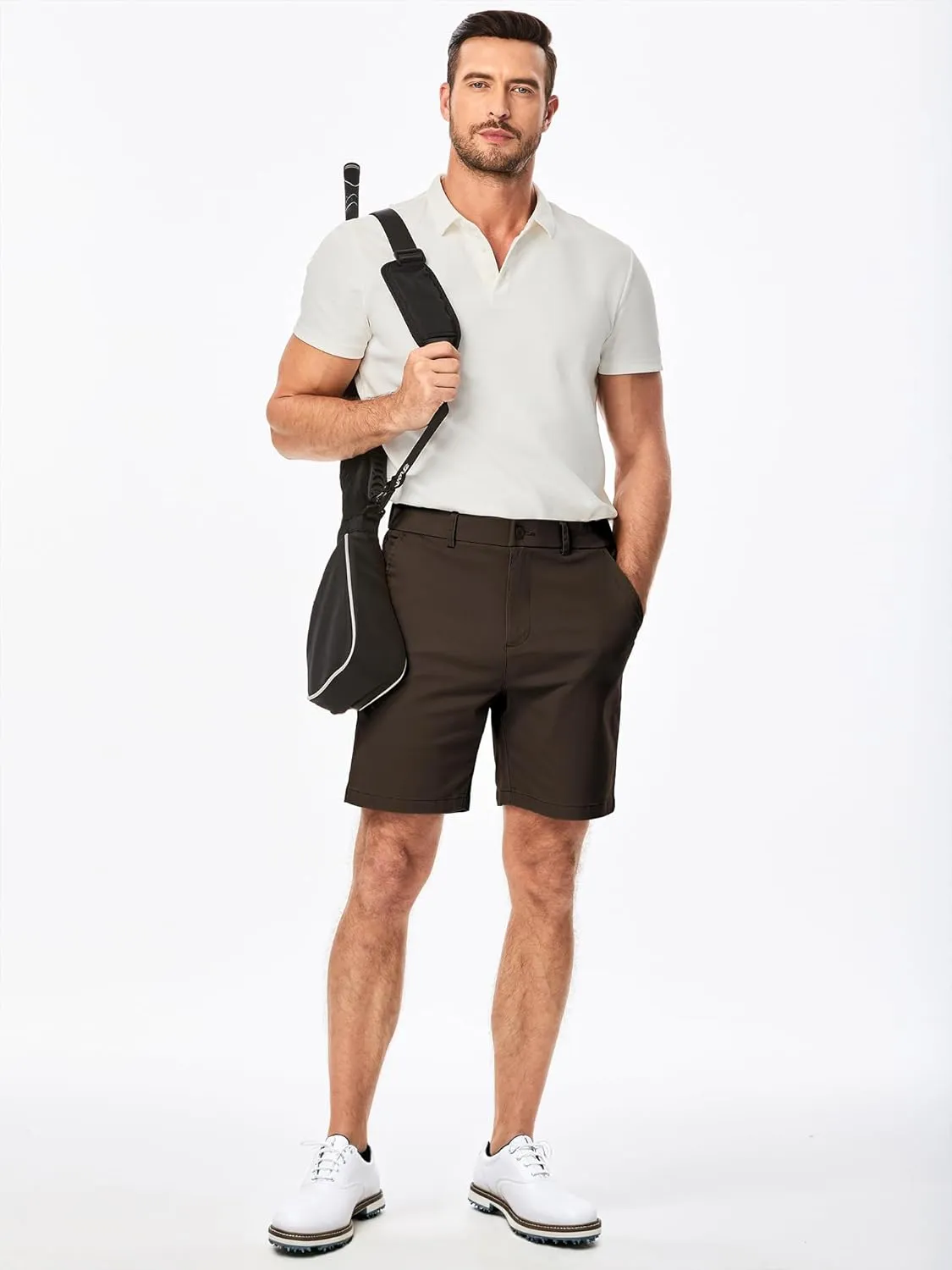 JMIERR Men's Classic-Fit 7" Chino Short Summer Stretch Waist Cotton Twill Casual Dress Shorts with Pockets