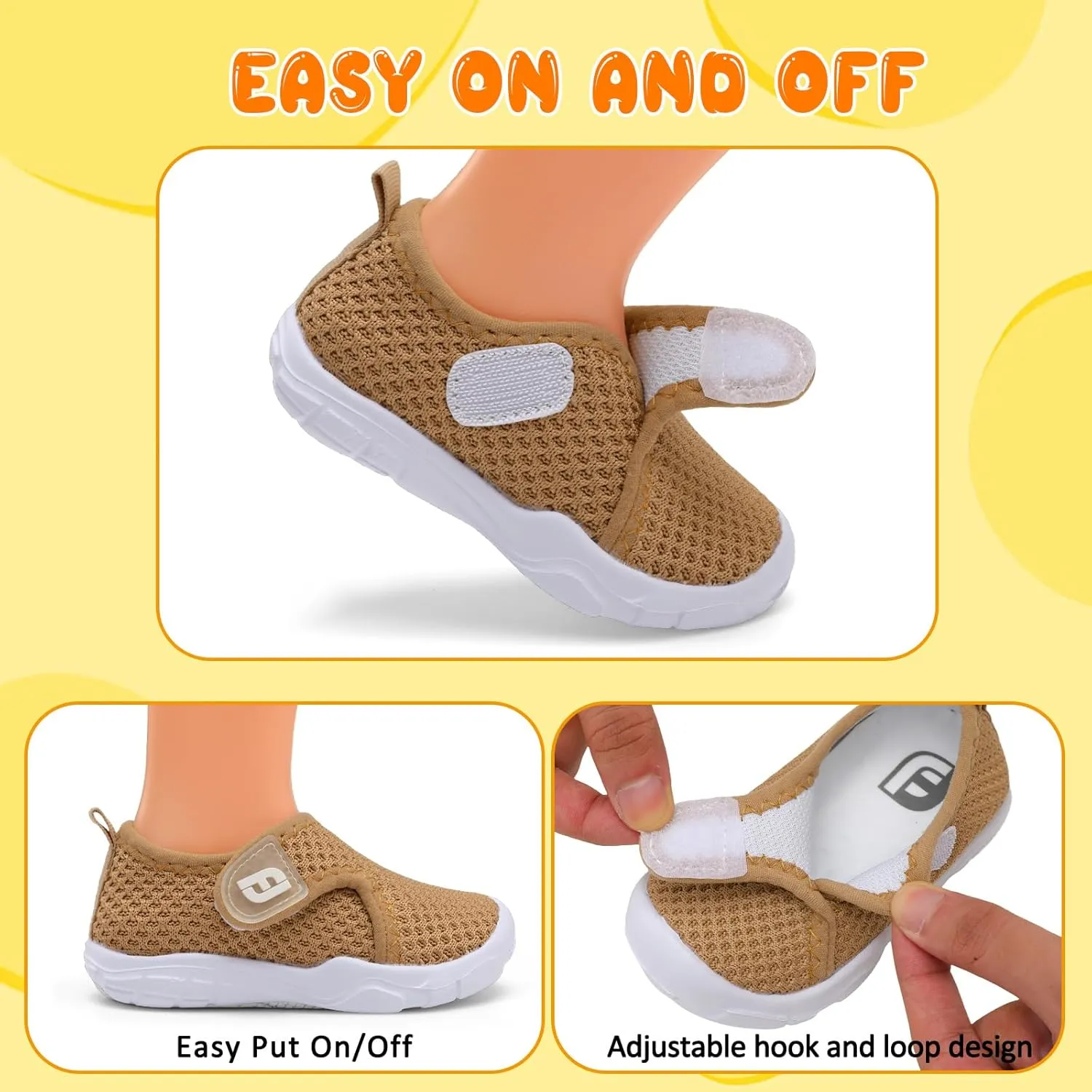 JOINFREE Toddler Barefoot Breathable Kids Sneakers - Lightweight Walking Shoes, Slip On Tennie Shoes Protect Toes for School