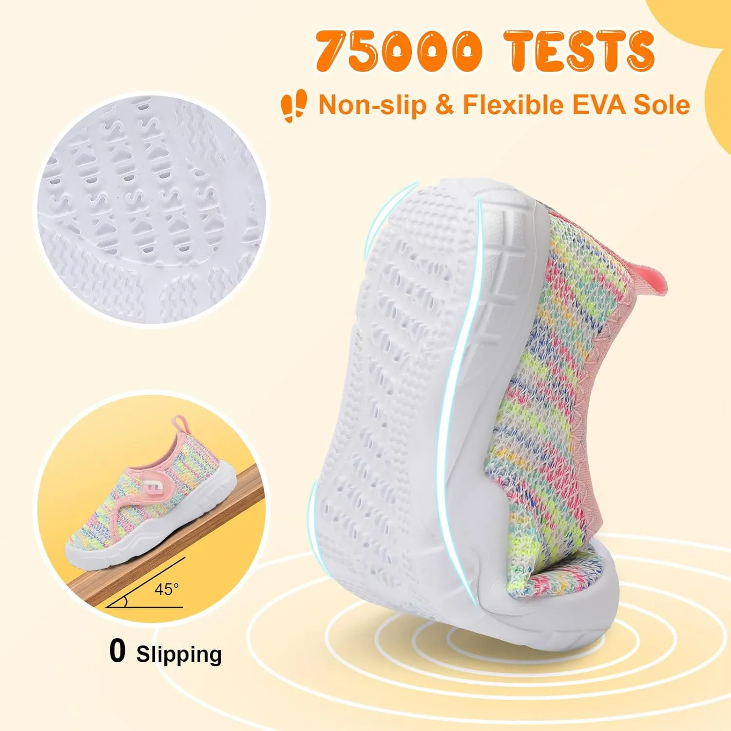 JOINFREE Toddler Boys Girls Barefoot Shoes Breathable Kids Sneakers Lightweight Walking Shoes Slip On Tennie Shoes Wide School Shoes