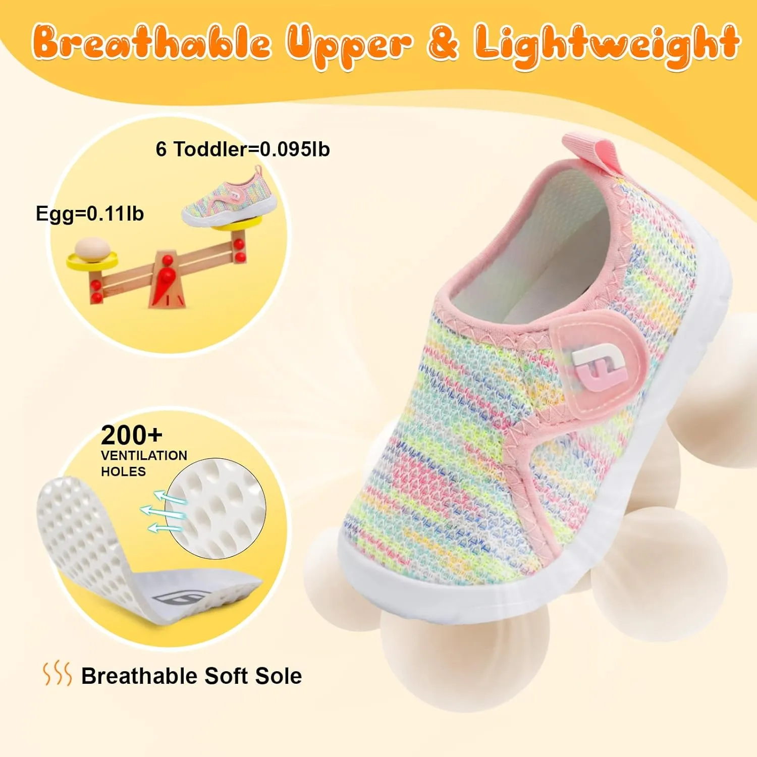 JOINFREE Toddler Boys Girls Barefoot Shoes Breathable Kids Sneakers Lightweight Walking Shoes Slip On Tennie Shoes Wide School Shoes