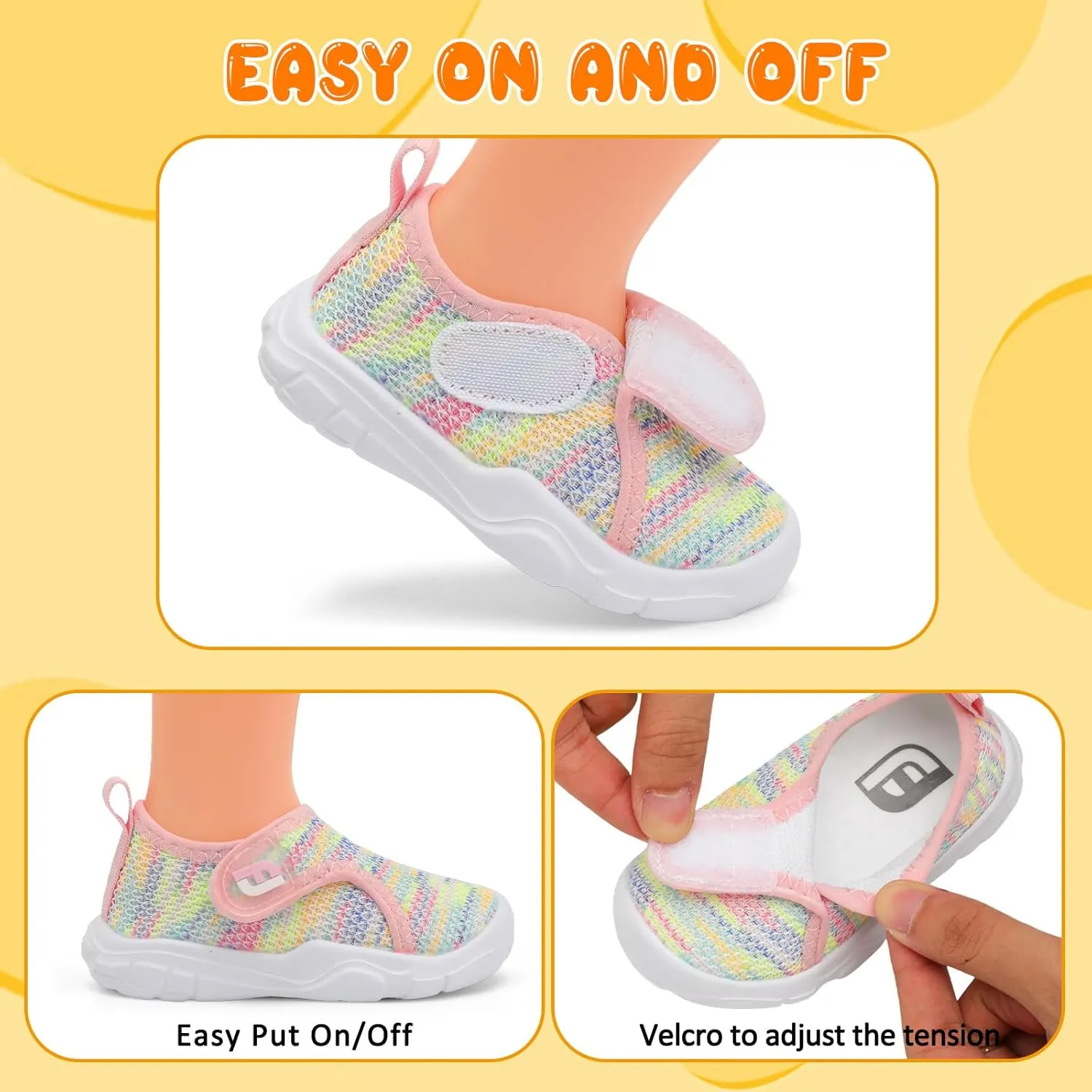 JOINFREE Toddler Boys Girls Barefoot Shoes Breathable Kids Sneakers Lightweight Walking Shoes Slip On Tennie Shoes Wide School Shoes