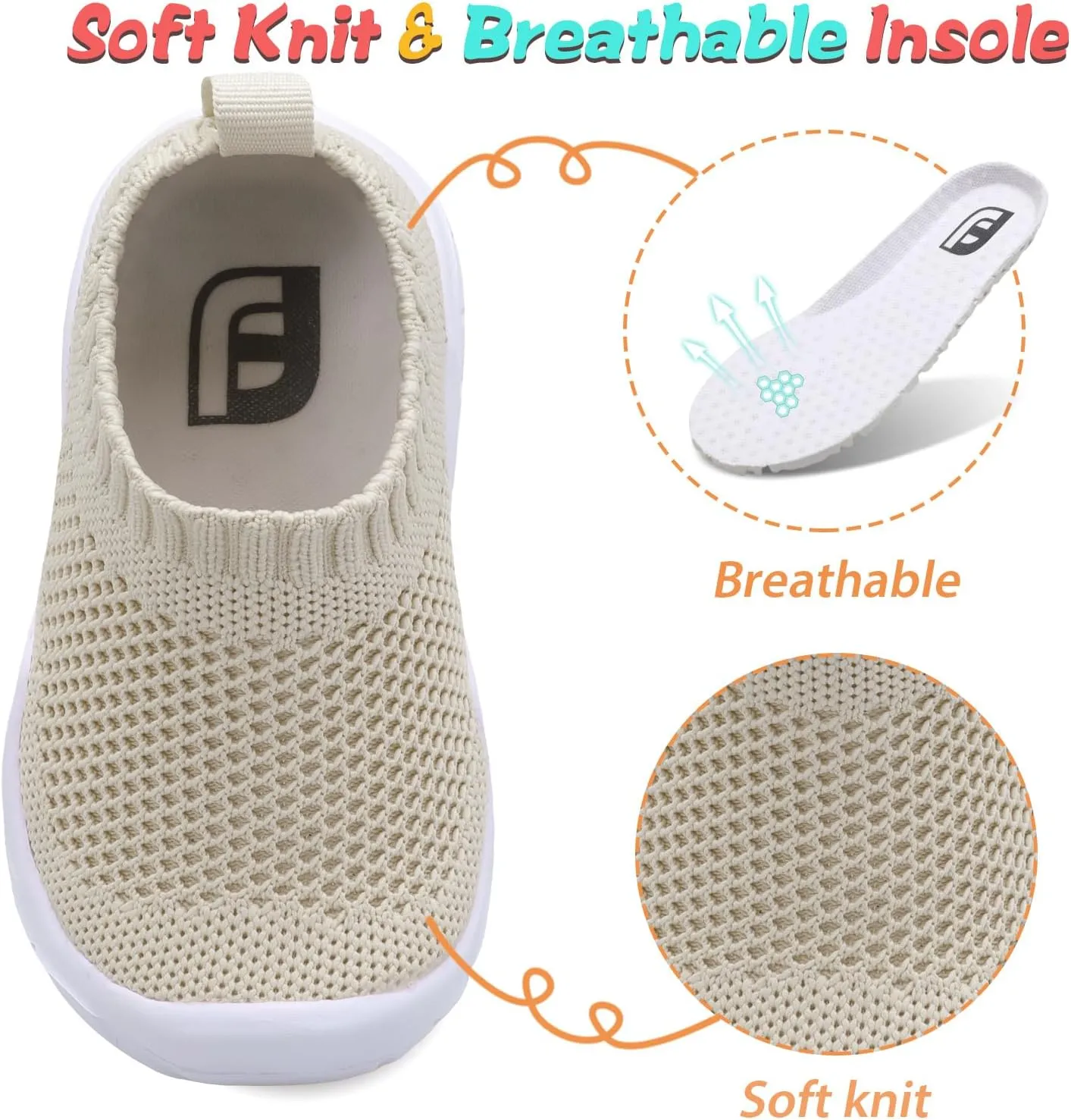 JOINFREE Toddler Boys Girls Sneaker Slip On Shoes Kids Lightweight Breathable Walking Shoes