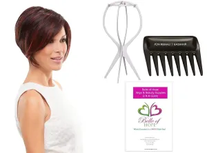 Jon Renau Ignite Lace Front HD Wig 4PC Bundle with Plastic Wig Stand, Wide Tooth Comb, 19 Belle of Hope Page Q and A Guide (12/30BT)