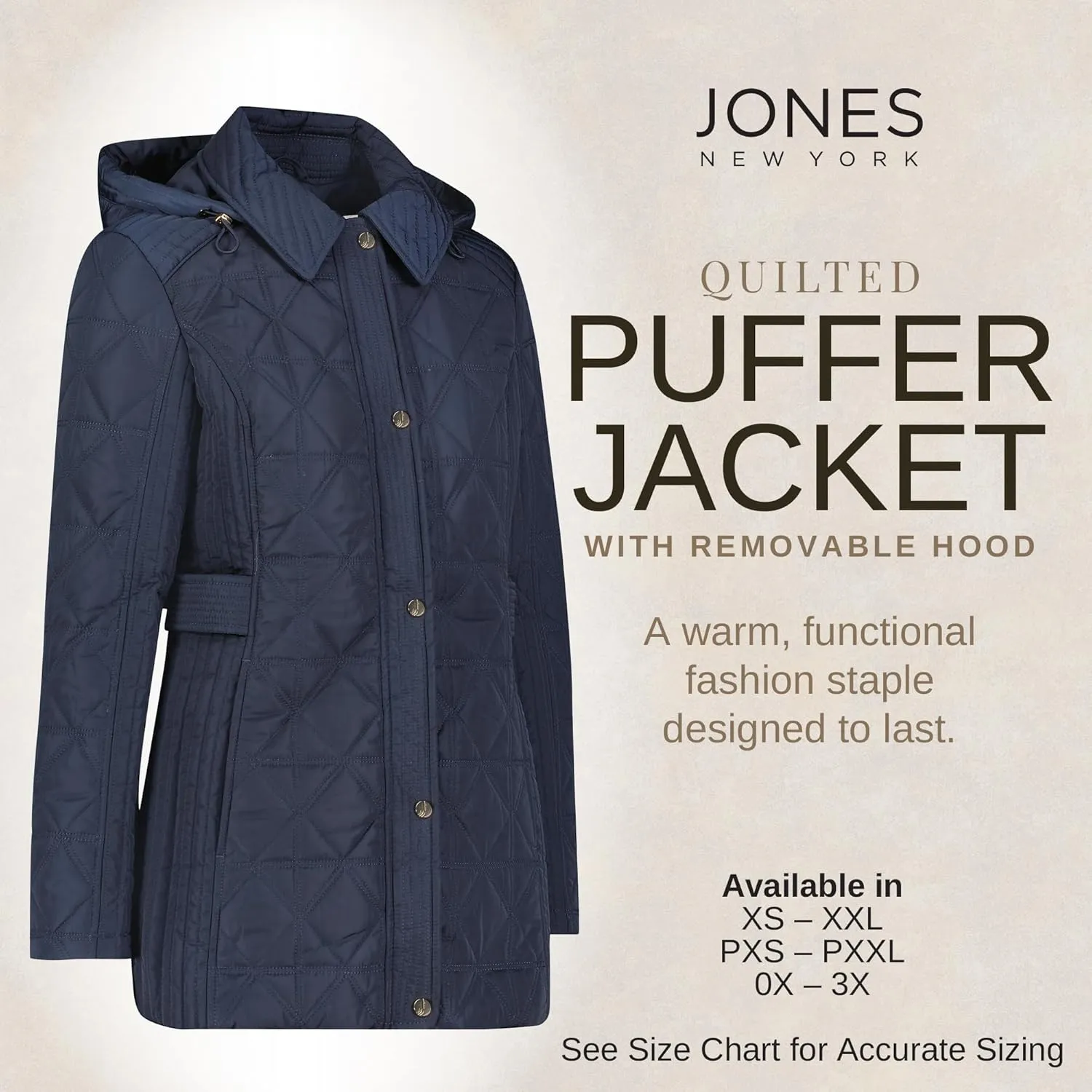 Jones New York Puffer Jacket Womens, Women Jacket Winter, Quilted Jackets for Women