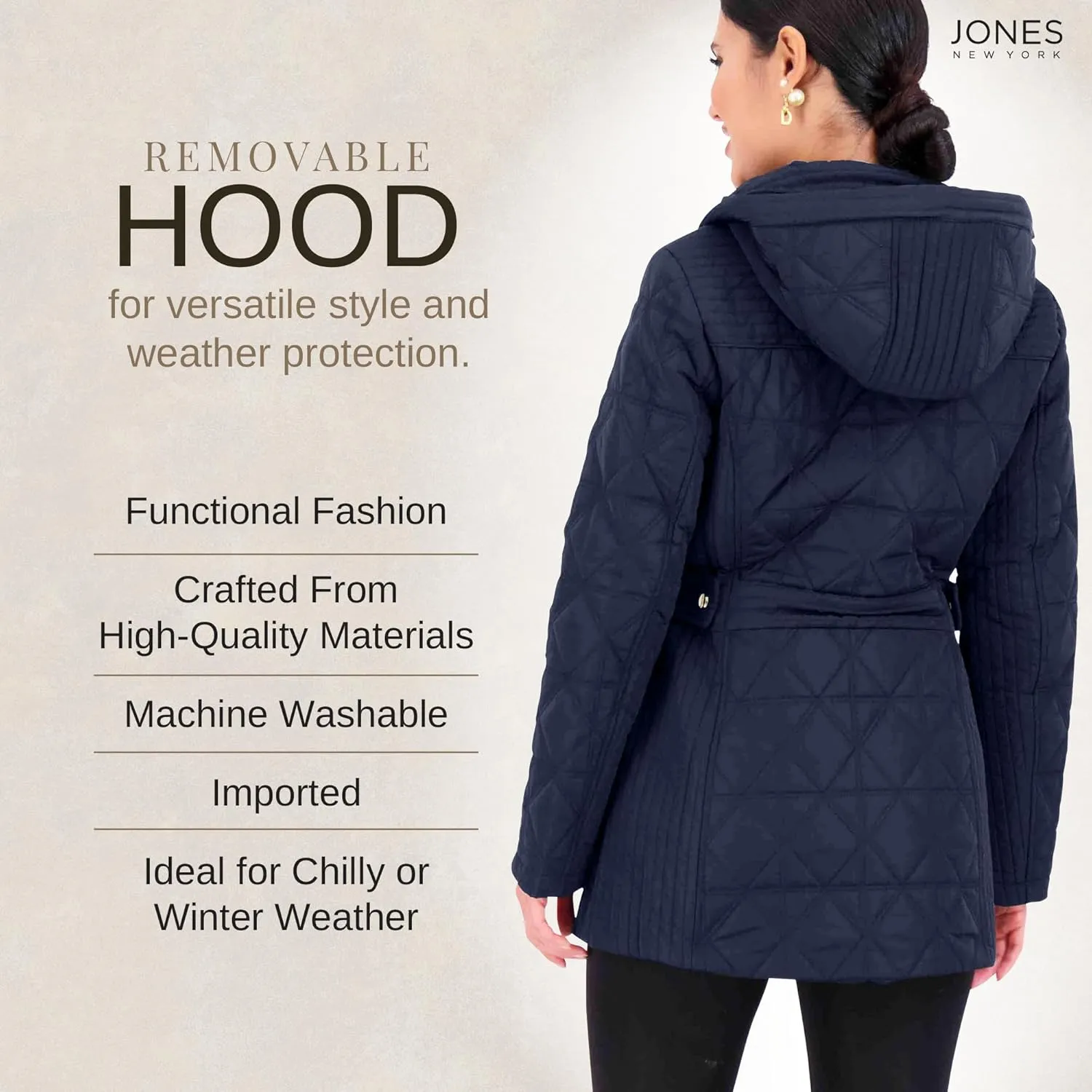 Jones New York Puffer Jacket Womens, Women Jacket Winter, Quilted Jackets for Women