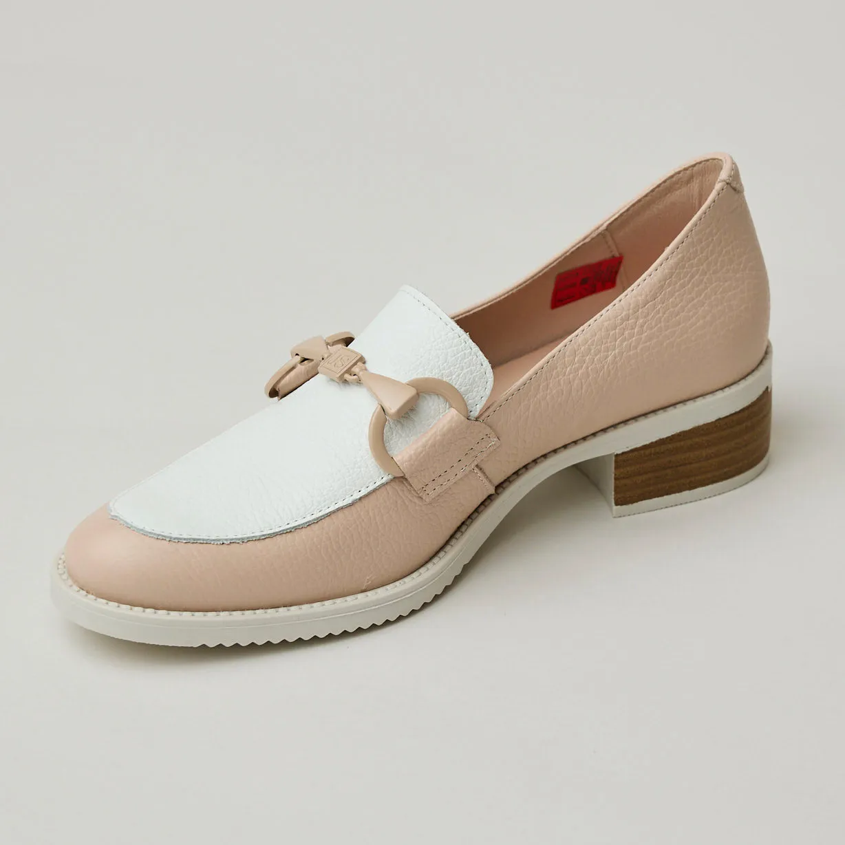 Jose Saenz Pink and White Leather Loafers
