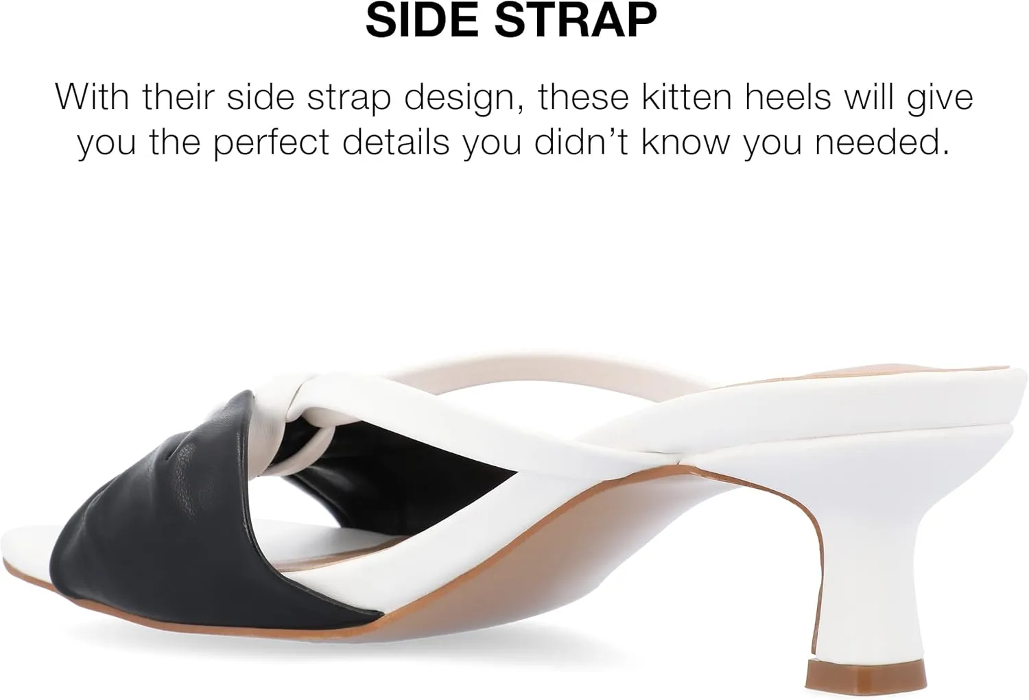 Journee Womens Strappy Bow Slip On Open Square Toe Stiletto Low Kitten Heel Padded Slide Starling Pumps