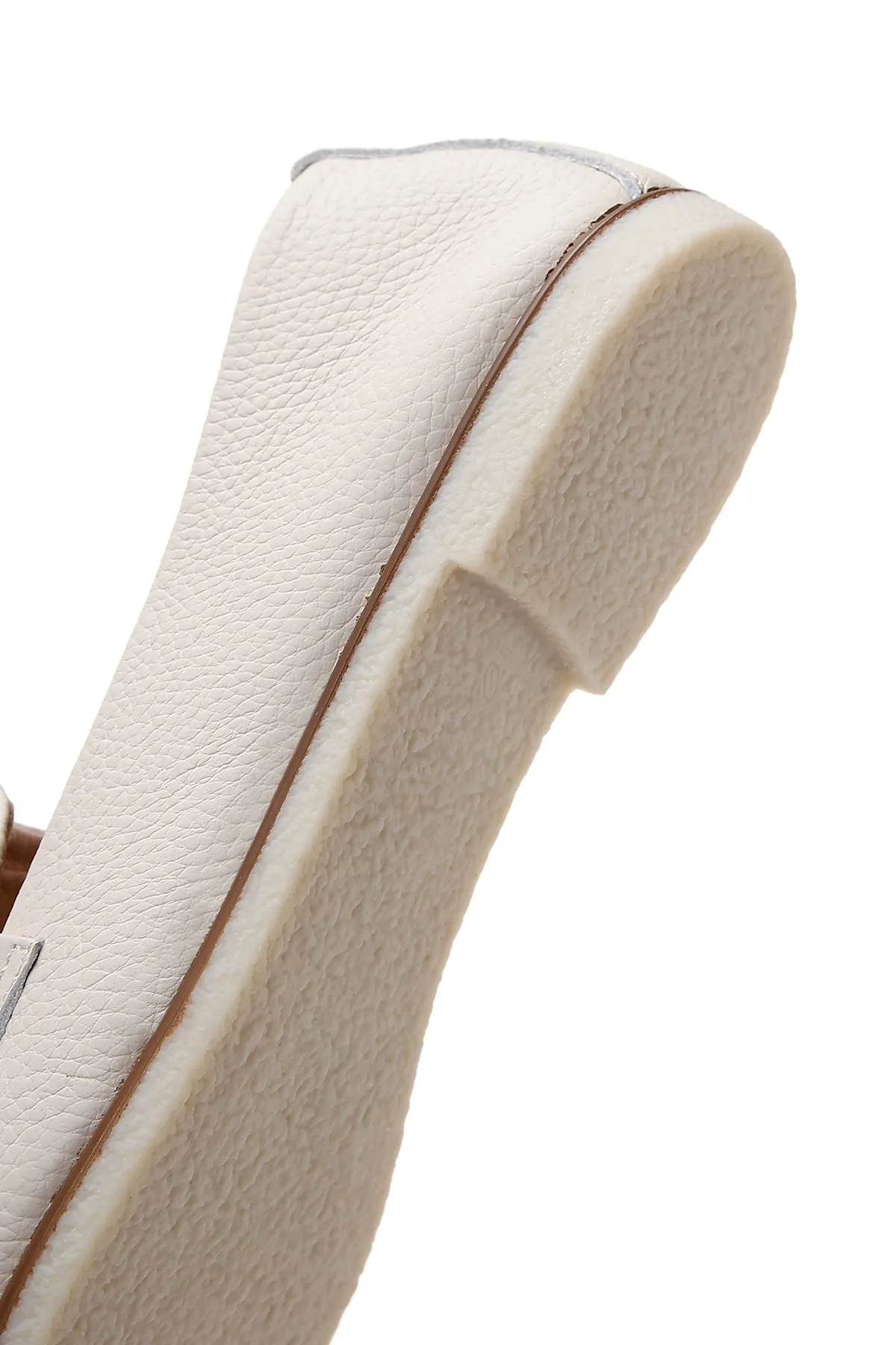 Kadın Bej Deri Maskülen Loafer