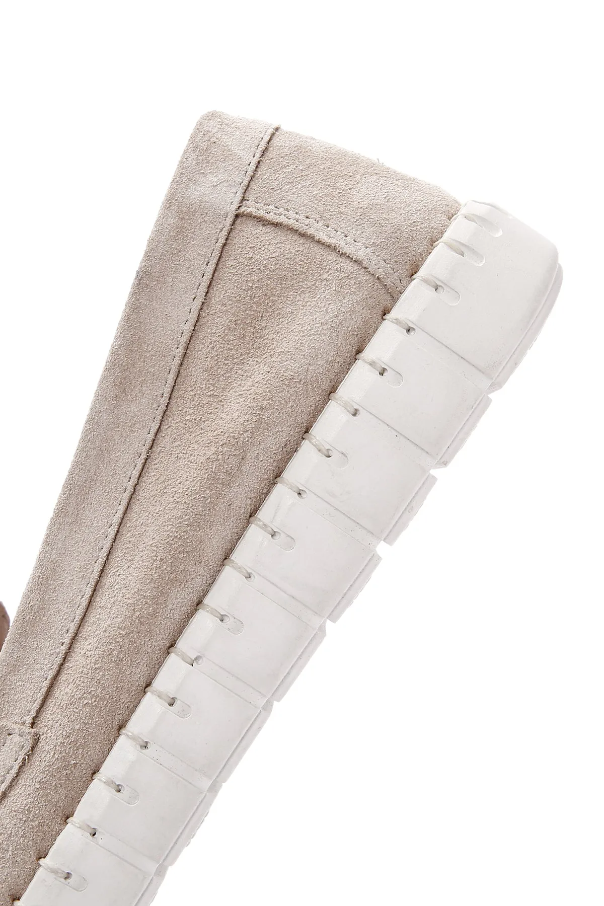 Kadın Bej Süet Deri Comfort Loafer