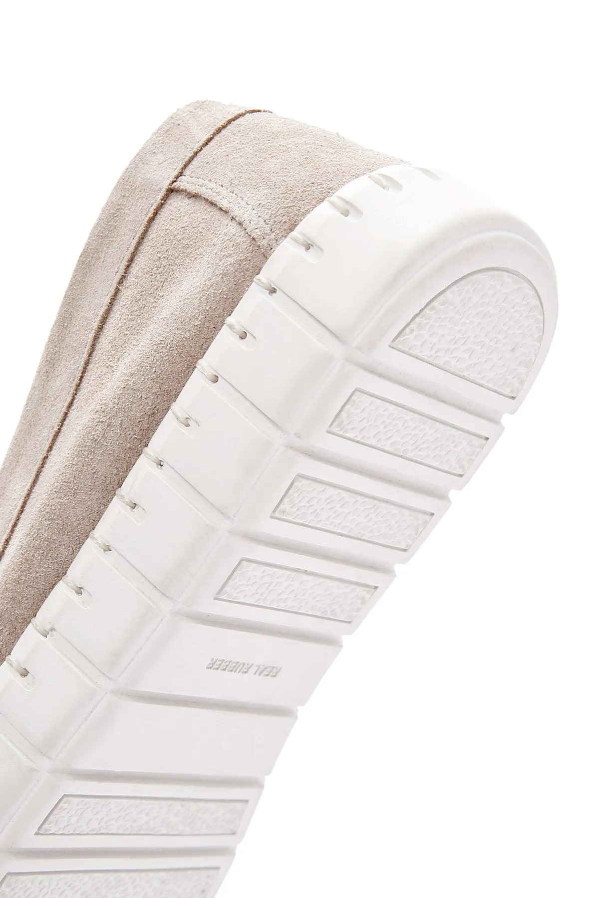 Kadın Bej Süet Deri Comfort Loafer
