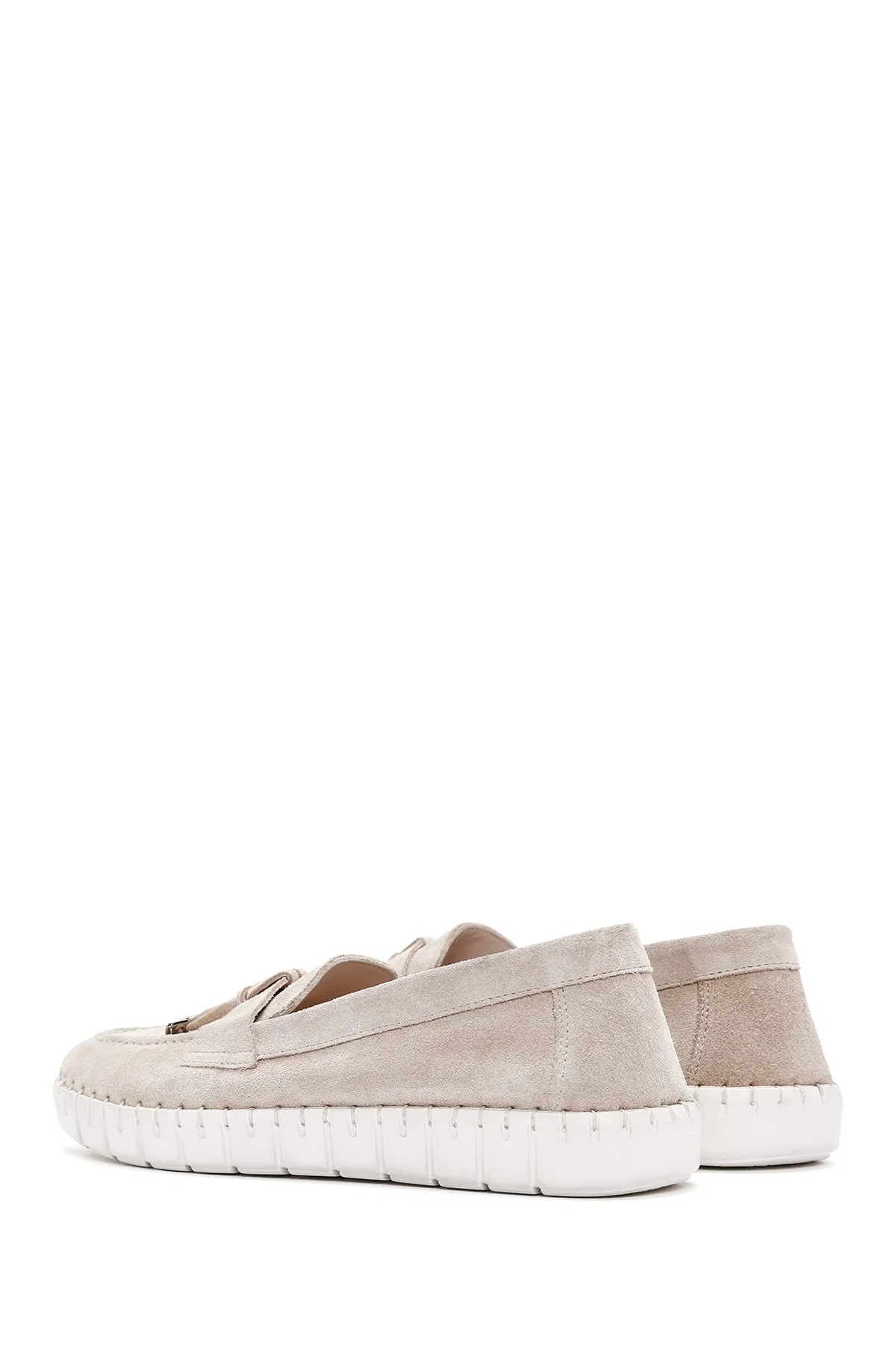 Kadın Bej Süet Deri Comfort Loafer