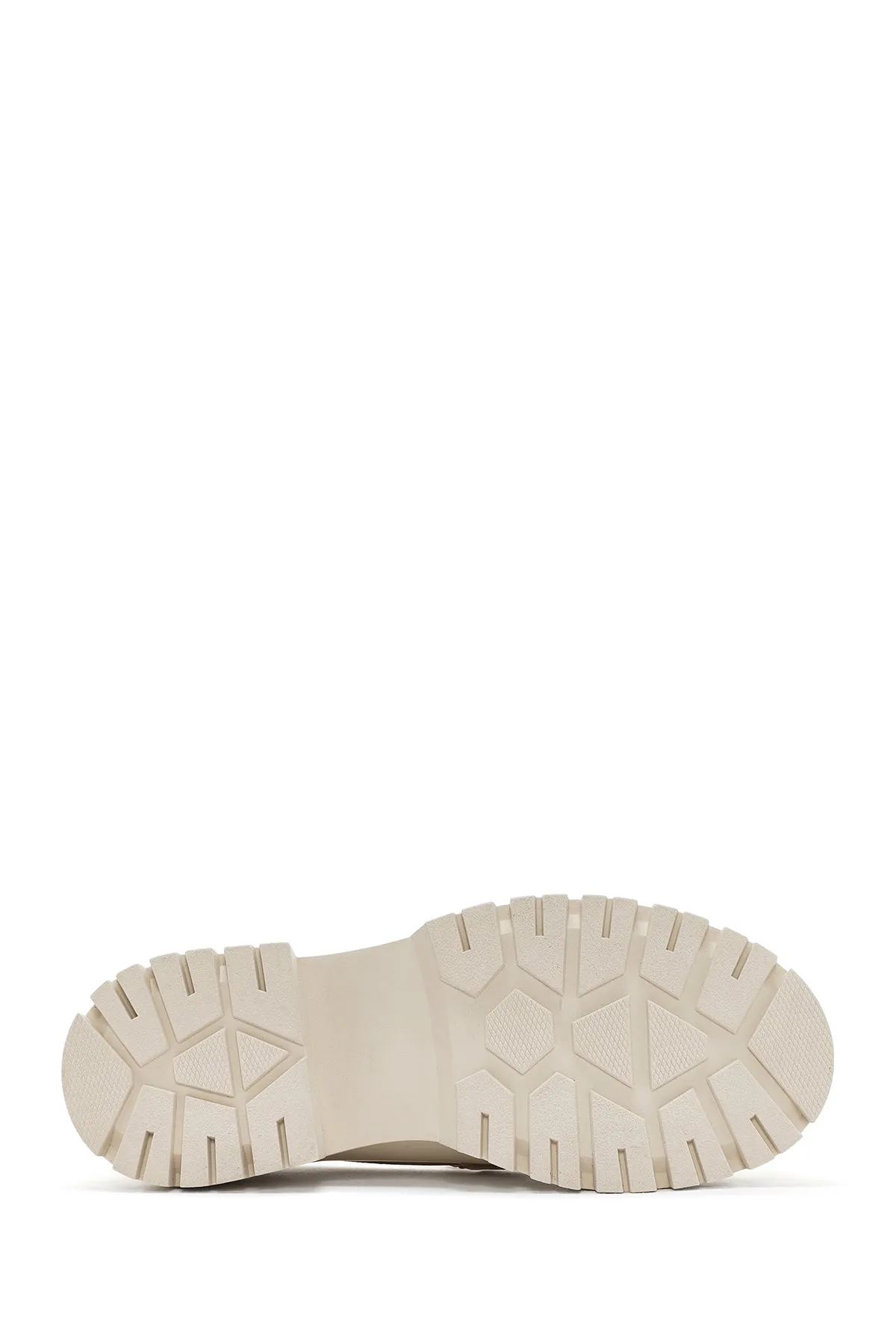 Kadın Krem Deri Maskülen Loafer