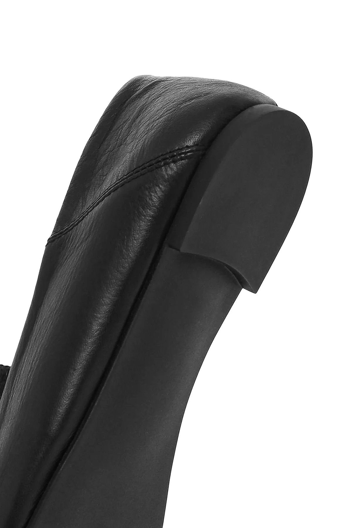Kadın Siyah Deri Maskülen Loafer
