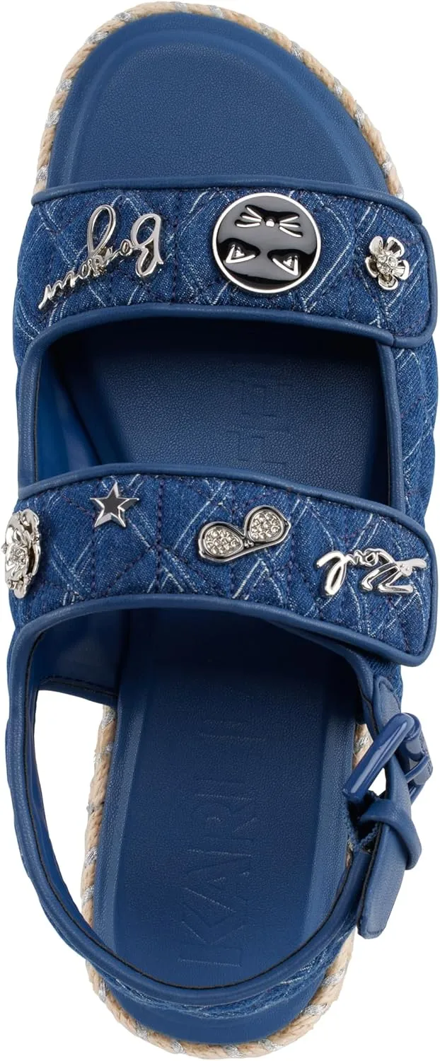 Karl Lagerfeld Paris Women's Cushioned Insole Everyday Charlay-Ankle Strappy Sandal Flat